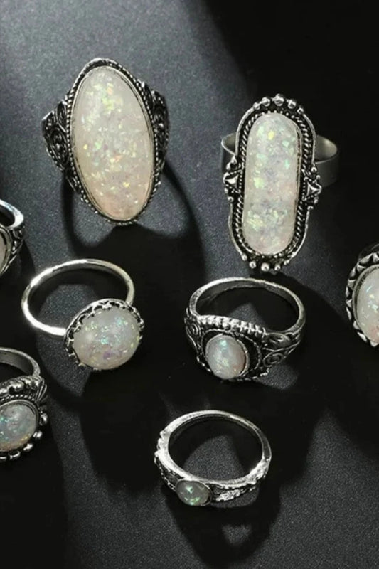 8pcs Opal Vintage Ring Set