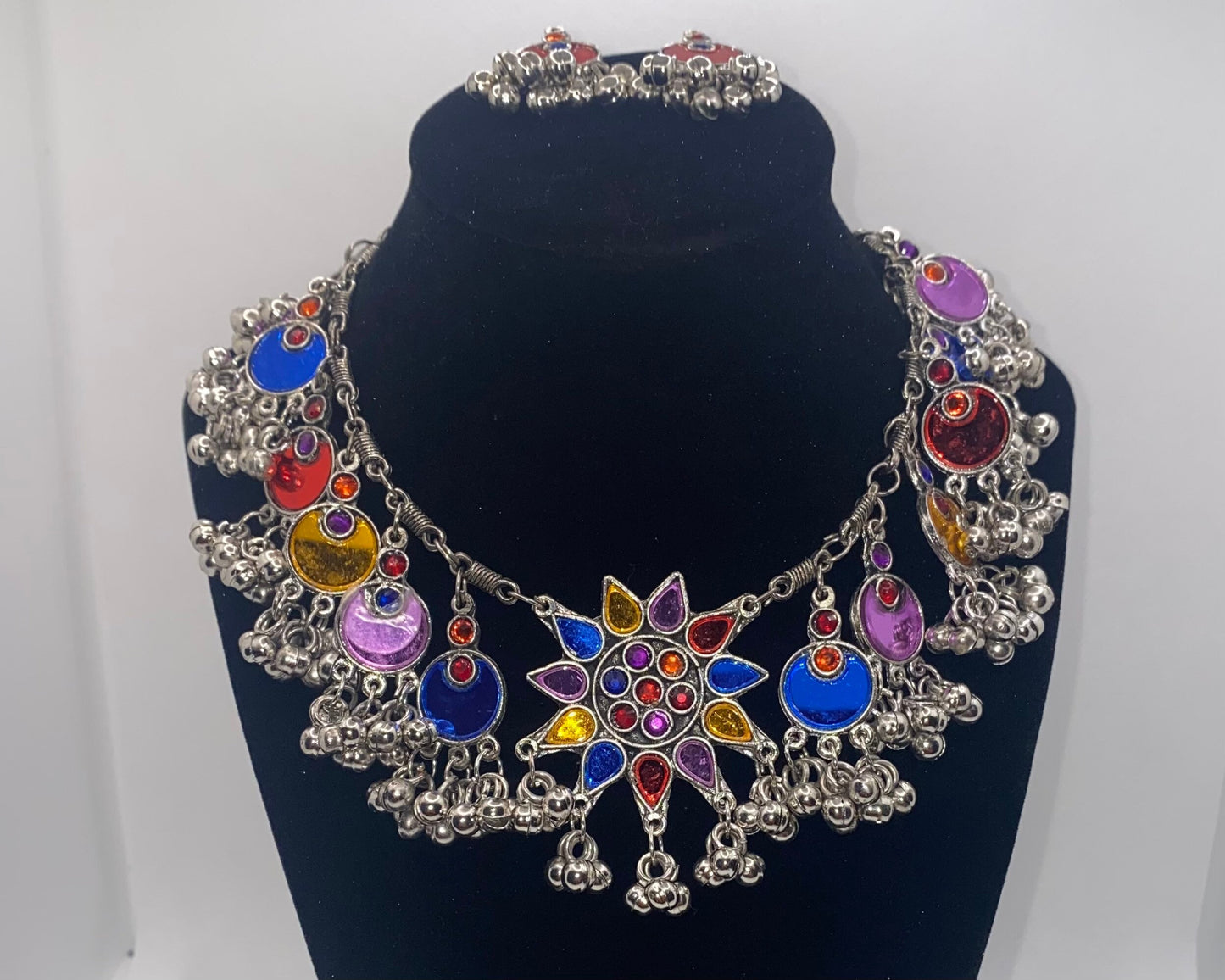 Afghan Flower Mirror Jewelry Set
