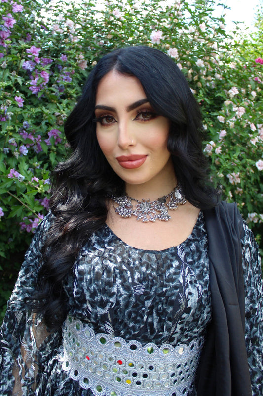 Afghan Flower Mirror Jewelry Set