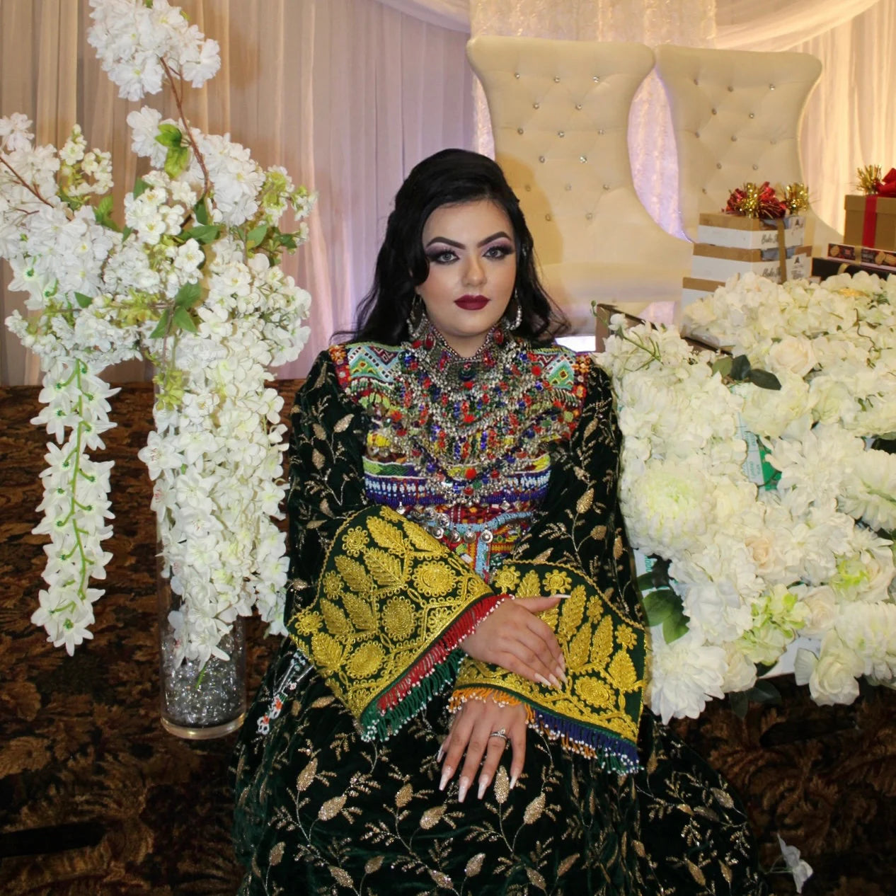 Afghan Vintage Green Nikkah Dress