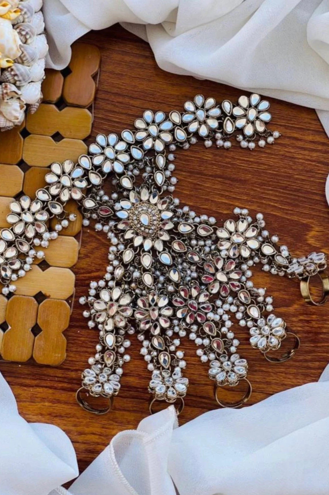 Pakistani Mirror Ring Hand Bracelet