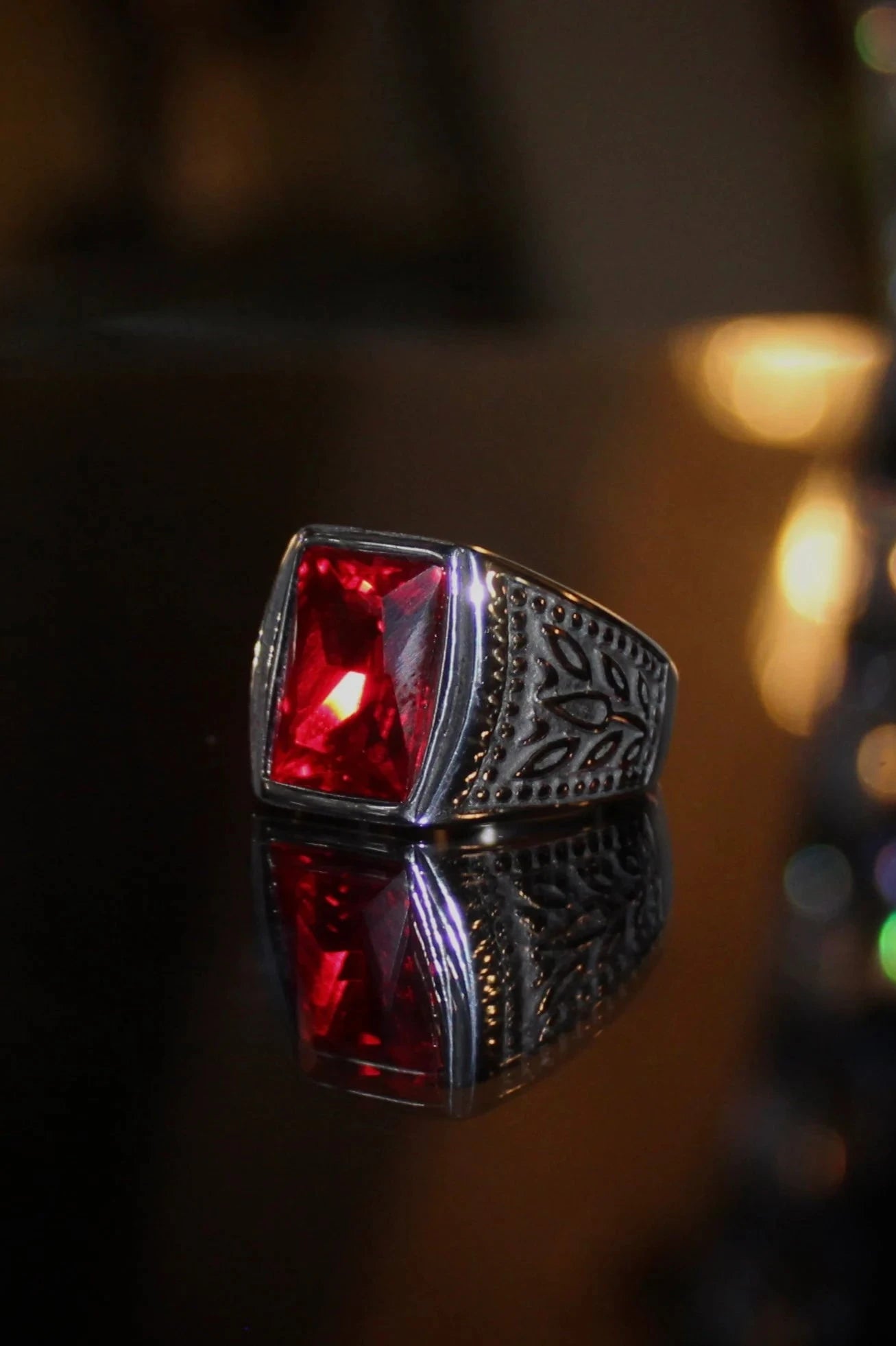 Men's Afghan Ruby Zircon Stone Ring