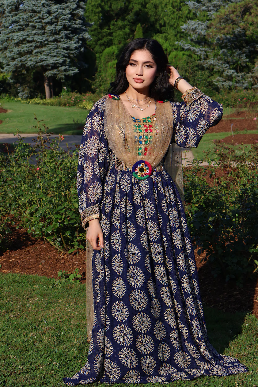 Navy Afghan Dress 