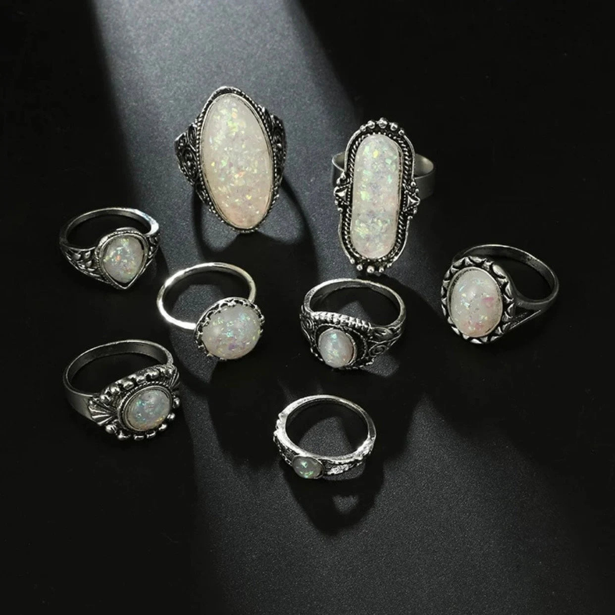 8pcs Opal Vintage Ring Set
