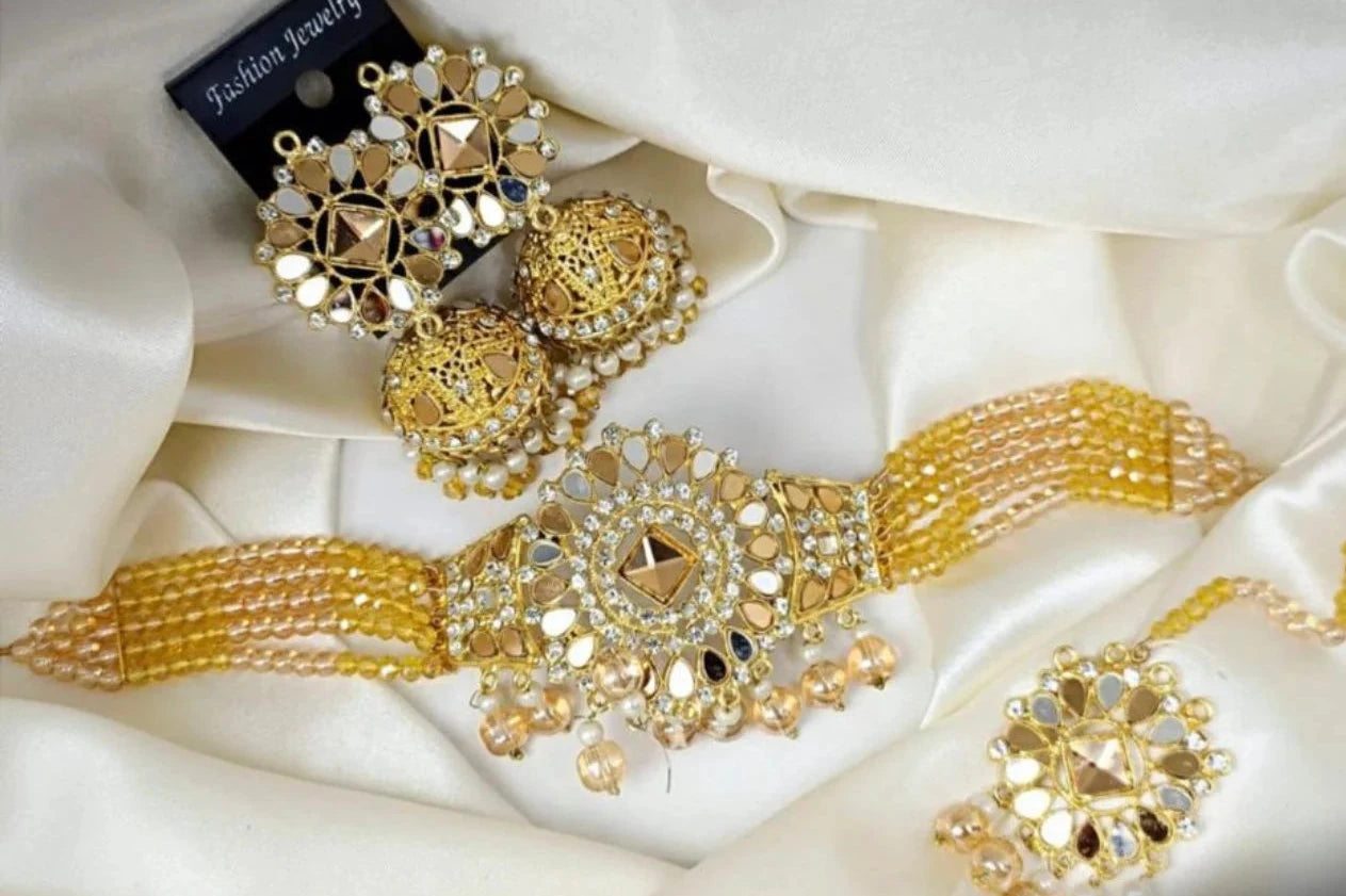 Pakistani Mirror Beaded Jewelry Set